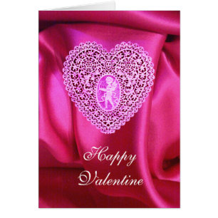 CUPID SPITZENHERZ SEIDENSTOFF FUCHSIA, Rosa Violet