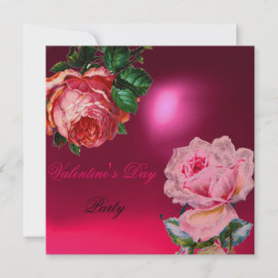 CUPID-SPIZEN-HERZ UND ROSA ROSE VALENTINSTAG-MONOG EINLADUNG