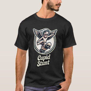 Cupid Stunt Lustiger Valentinstag Retro Skateboard T-Shirt