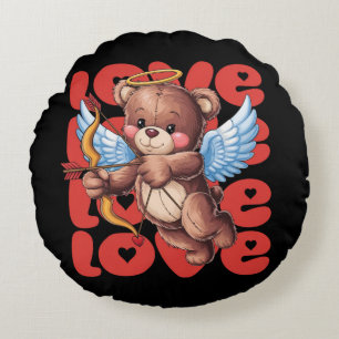 Cupid Teddy Bear - Valentinstag Liebe Rundes Kissen