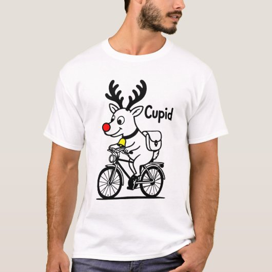 Cupid The Reindeer Riding a Bike T-Shirt (Vorderseite)