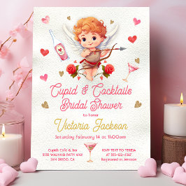 Cupid und Cocktails Valentinstag Brautparty Einladung