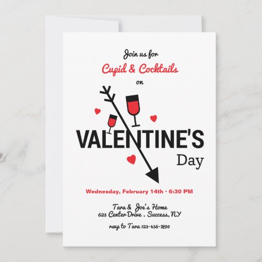 Cupid und Cocktails Valentinstag Einladung (Vorderseite)