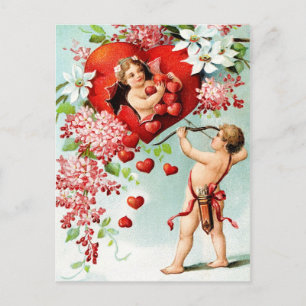 Cupid und eine Herzdusche Postkarte