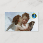 Cupid und Psyche als Kinder MONOGRAM Saphire Visitenkarte (Rückseite)