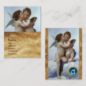 Cupid und Psyche als Kinder MONOGRAMM-Parchment Visitenkarte (Vorne/Hinten)