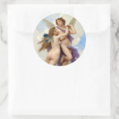 Cupid und Psyche Vintag Bouguereau Runder Aufkleber (Tasche)