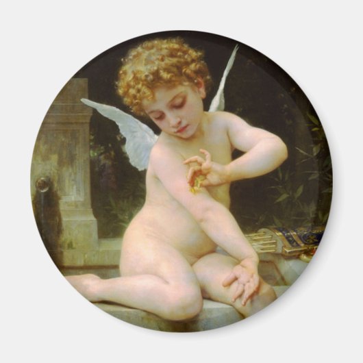 Cupid und Schmetterling von Bouguereau Magnet (Vorne)