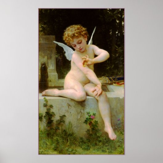 Cupid und Schmetterling von Bouguereau Poster (Vorne)