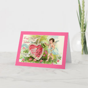 Cupid Valentinsgruß Rosa Rosen Karte