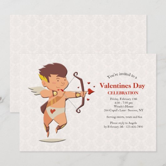 Cupid-Valentinstag-Party Einladung (Vorne/Hinten)