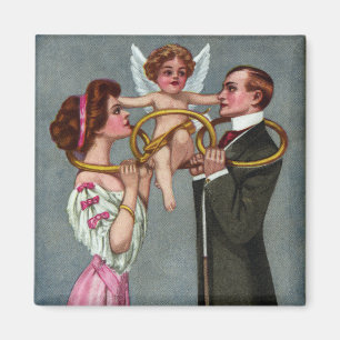 Cupid verbindet Paar mit Kette Magnet