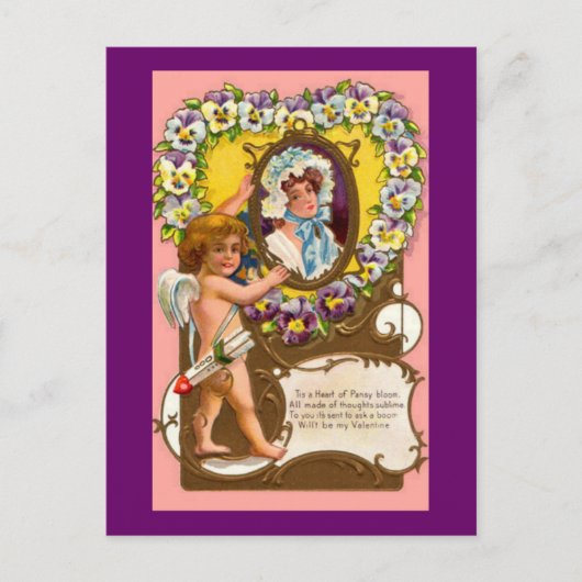Cupid Vintag Valentins Postkarte (Vorderseite)