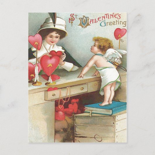 Cupid Woman Heart Shopping Arrow Postkarte (Vorderseite)
