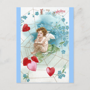 Cupido fängt Herzen in einem Valentins-Web Feiertagspostkarte