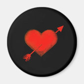 Cupids Arrow Red auf Black Button Magnet (Vorne)