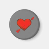 Cupid's Arrow Red auf Gray Button Magnet (Vorne)