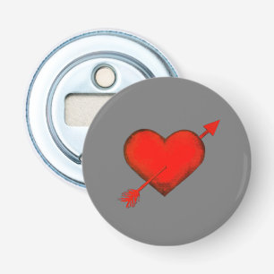 Cupid's Arrow Red auf Grey Button Bottle Opener Flaschenöffner