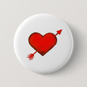 Cupid's Arrow Red auf White Button