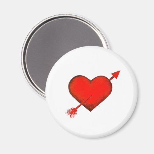 Cupid's Arrow Red auf White Button Magnet (Vorderseite/Rückseite)