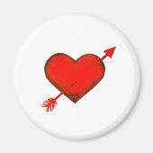Cupid's Arrow Red auf White Button Magnet (Vorne)
