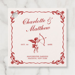 Cupids Arrow Red Vintage Hochzeit Geschenkanhänger