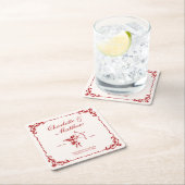 Cupids Arrow Red Vintage Hochzeit Rechteckiger Pappuntersetzer (Vor Ort)