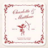Cupids Arrow Red Vintage Hochzeit Rechteckiger Pappuntersetzer (Vorderseite)