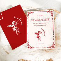 Cupids Arrow Red Vintage Hochzeit Save the Date