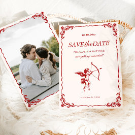 Cupids Arrow Red Vintage Hochzeit Save the Date Einladung