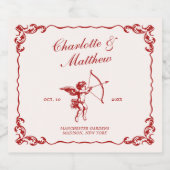 Cupids Arrow Red Vintage Hochzeit Schaumweinetikett (Einzelnes Label)