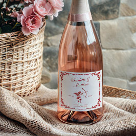 Cupids Arrow Red Vintage Hochzeit Schaumweinetikett