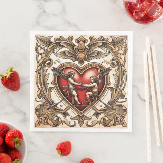 "Cupid's Bold Heart" Serviette