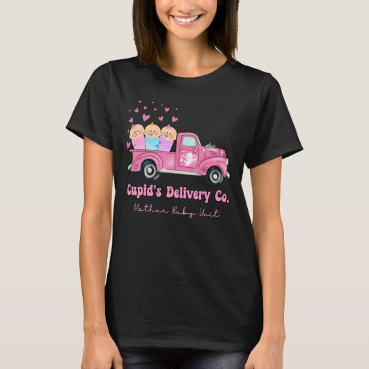 Cupid's Delivery Co Funny Mother Baby Nurse Valent T-Shirt (Vorderseite)