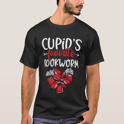 Cupid's Favorite Bookworm Valentine's Day Book Re T-Shirt (Vorderseite)