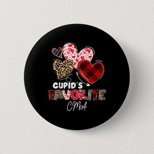 Cupids Favorite Cma Nurse Valentine Buffalo Karier Button (Vorderseite)