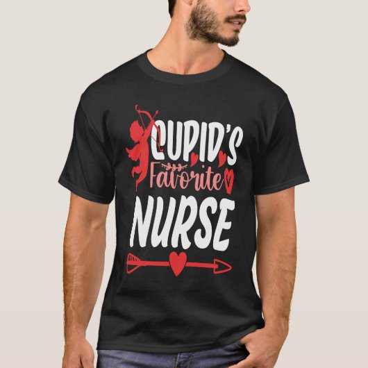 Cupid's Favorite Nurse Valentine Day Nursing Medic T-Shirt (Vorderseite)