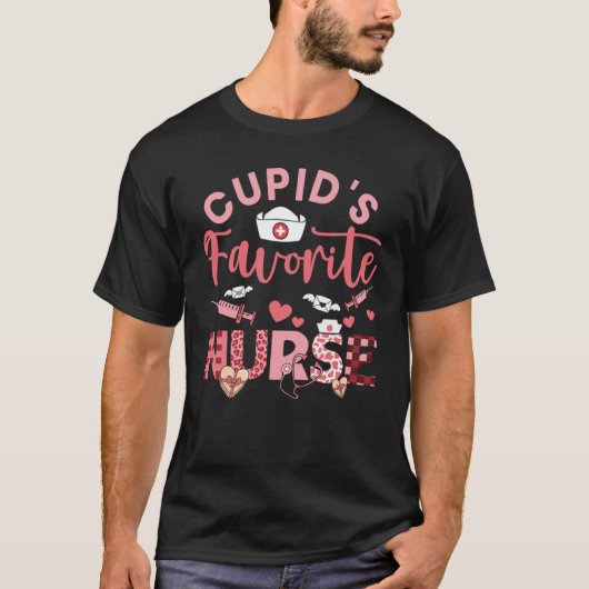 Cupid's Favorite Nurse Valentines Day Medical Nurs T-Shirt (Vorderseite)