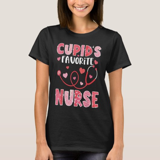 Cupid's Favorite Nurse Valentine's Day T-Shirt (Vorderseite)