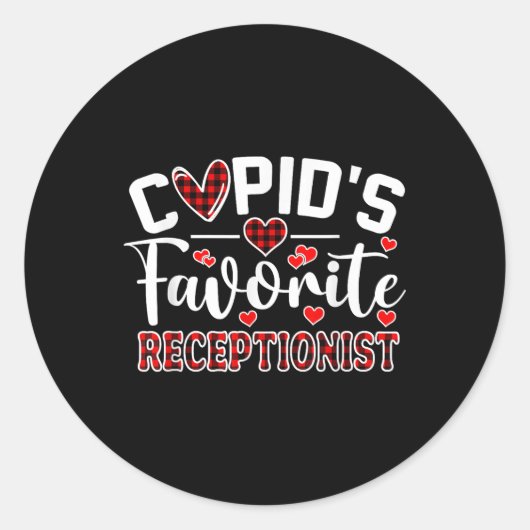 Cupids Favorite Receptionist Funny Valentinstag Runder Aufkleber (Vorderseite)