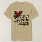 Cupids Favorite Teacher Buffalo Karierte Liebe Her T-Shirt (Design vorne)