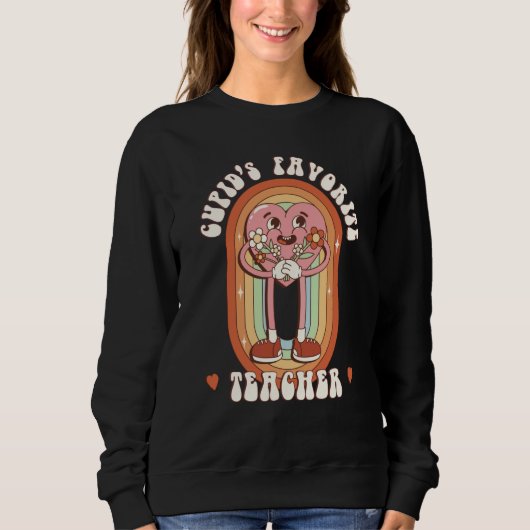 Cupid's Favorite Teacher Red Heart Teacher's Cute Sweatshirt (Vorderseite)