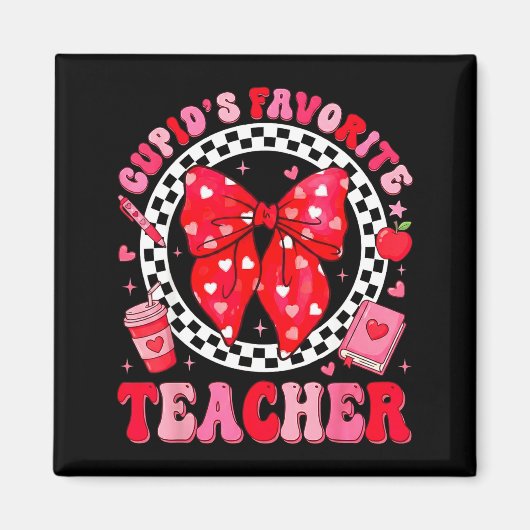 Cupids Favorite Teacher Student Coquette Bow Valen Magnet (Vorne)