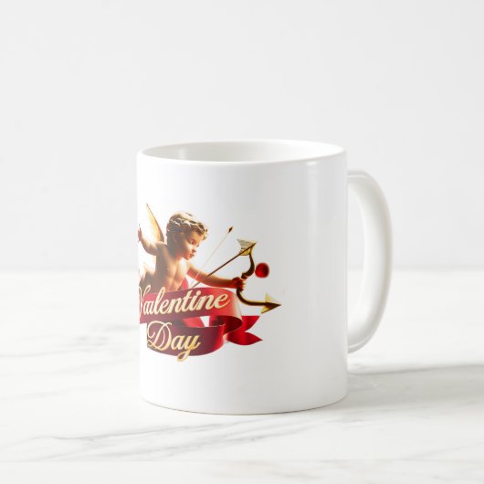 "Cupids Flug: Ein Valentinstag-Elegance" Kaffeetasse (VorderseiteRechts)