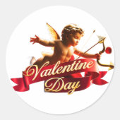 "Cupids Flug: Ein Valentinstag-Elegance" Runder Aufkleber (Vorderseite)
