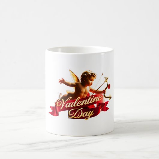 "Cupids Flug: Eine Valentinstag-Eleganz" Kaffeetasse (Mittel)