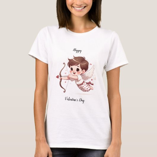 Cupids glücklicher Valentinstag T-Shirt (Vorderseite)
