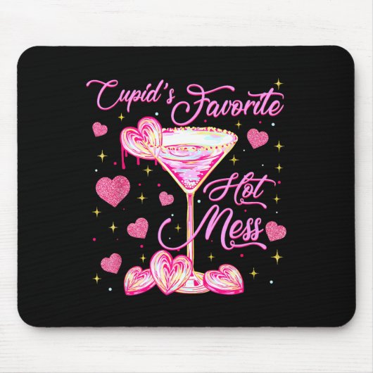 Cupids Hot Mess Coquette Valentinstag Martini Vale Mousepad (Vorne)