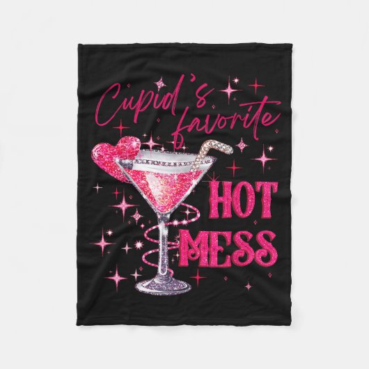 Cupids Hot Mess Valentins Martini Valentinstag Fleecedecke (Vorderseite)