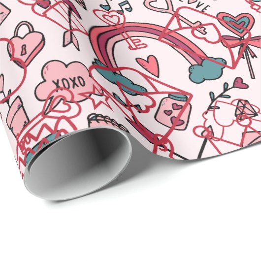 Cupids Leinwand: Liebe und romanischer Valentinsta Geschenkpapier (Rolleneckpunkt)